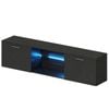 Advwin TV Cabinet 160cm LED Entertainment Unit Stand Glass Shelf Black