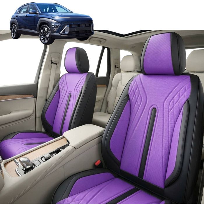 Australian Goose Front Seat Covers for Hyundai Kona 2023 - Current (SX2 Hybrid) - PU Leather, Purple (2pc)