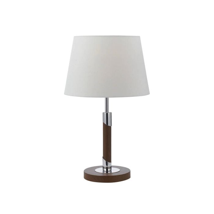 Telbix Belmore Contemporary Table Desk Lamp Light Metal Fabric Walnut White