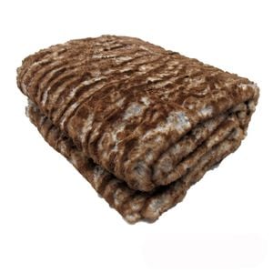 Sia Luxury Range Faux Fur Throw Rug 127 x 152 cm Brown Chinchilla