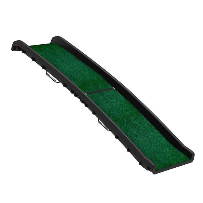 Furtastic Foldable Plastic Dog Ramp with Synthetic Grass for Extra Grip