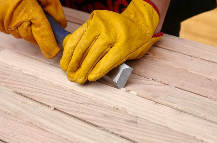 DIY Step Image - Learn how to build an outdoor garden bench . Blob storage upload.