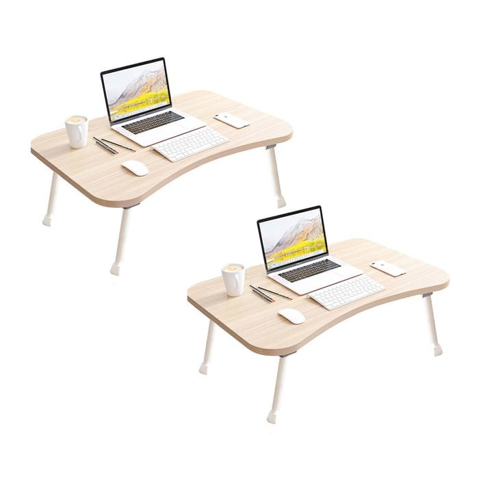 SOGA 2X Beige Foldable Bed Sofa Table
