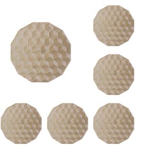 Catzon 6 Pcs Placemats Geometry Pvc Hollowed-out-gold