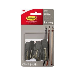 Command Medium Slate Speckle Wire Adhesive Hook - 6 Pack