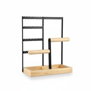 Black Jewelry Stand for Women & Girls - Earrings, Necklaces, Rings