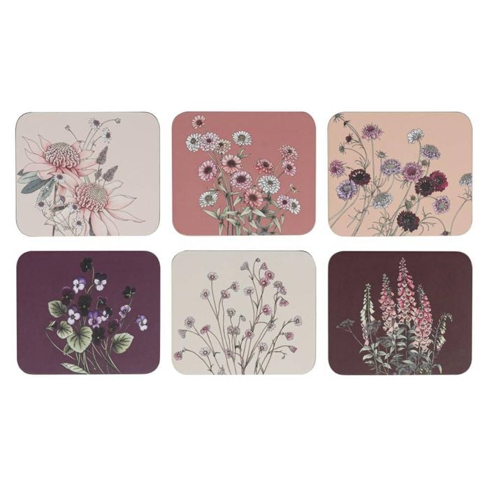 Ashdene Secret Garden Set of 6 Coasters - Pink