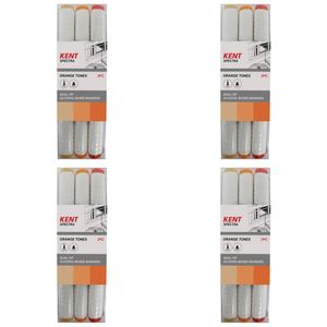 4x 3pc Kent Spectra Graphic Markers Brush Chisel Nib Drawing/design Orange Set