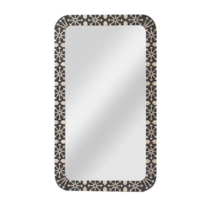 Belle Adina Bone Inlay Handcrafted Mirror 120x70cm - Grey/White