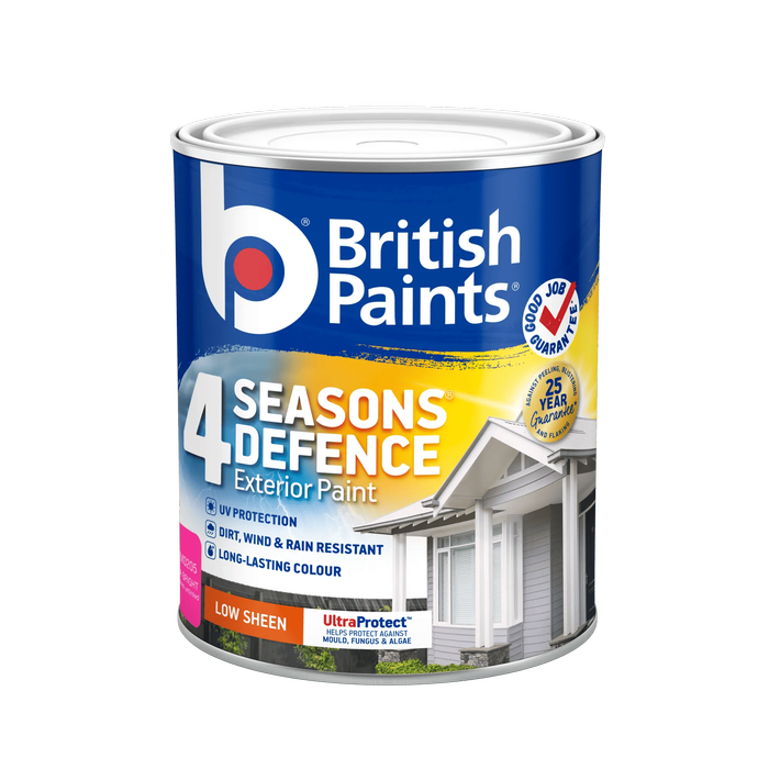 British Paints 4 Seasons Defence 1L Extra Bright Low Sheen Exterior Paint