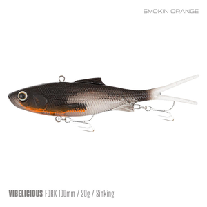 Samaki Vibelicious Fork Tail Vibe 100mm Soft Plastic Fishing Lure Smokin Orange