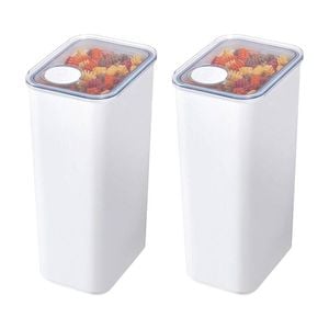 2PK iDesign Crisp Plastic Pouring Food Canister w/ Airtight Lid White - XL