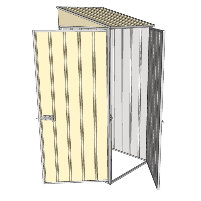 Build-a-Shed 0.8 x 0.8 x 2m Skillion Single Hinged Door Shed with Single Hinged Side Door - Cream