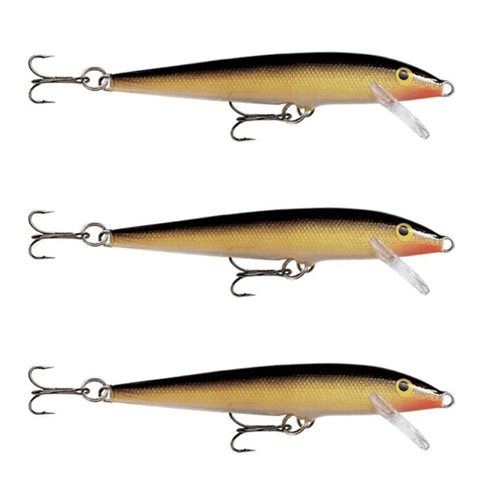 3x Rapala 11cm Original Floating Minnow Hard Body Fishing Lures - Gold