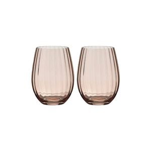 4pc Tempa Sienna Rippled Tumbler Drinking Glasses Set 12cm Blush Pink