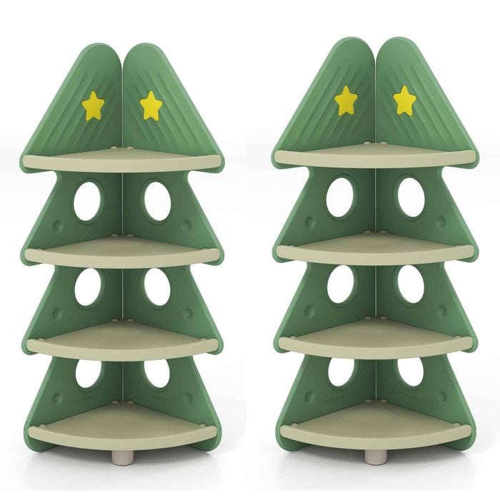 Costway 2x Bookshelf Christmas Tree Bookcase Display Shelf