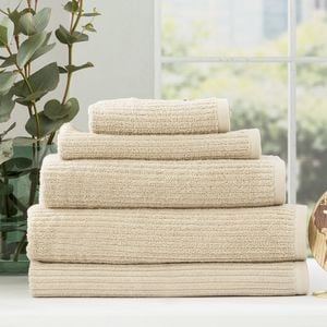 5pc Renee Taylor Cobblestone 650gsm Cotton Ribbed Towel Stone