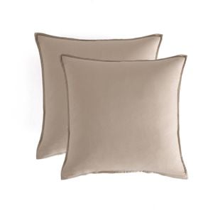 Twin Pack CleverPolly Vintage Washed Microfibre European Pillowcase  65 x 65cm - Linen