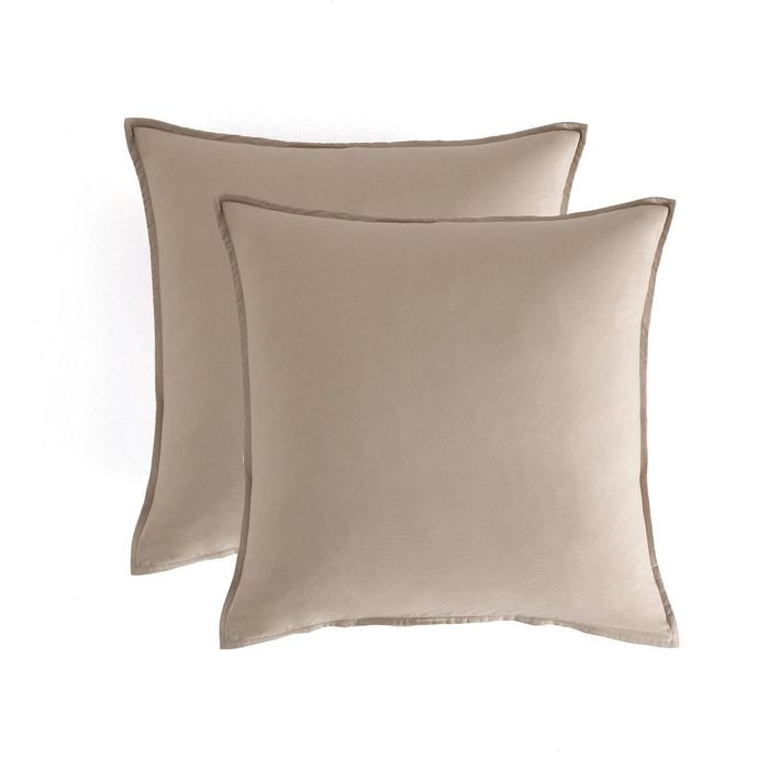 Twin Pack CleverPolly Vintage Washed Microfibre European Pillowcase  65 x 65cm - Linen