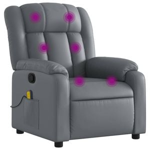 vidaXL Massage Recliner Chair Reclining Armchair Single Sofa Grey Faux Leather