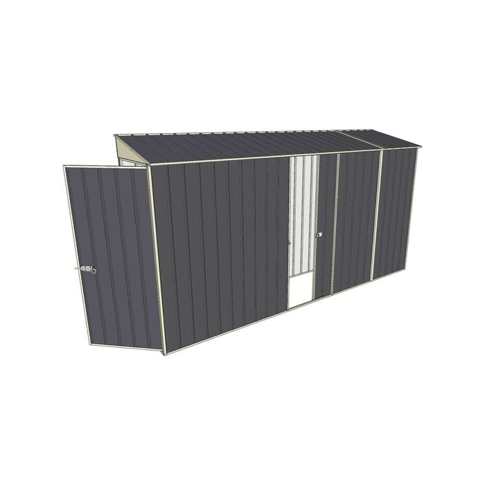 Build-a-Shed 0.8 x 3.7 x 2m Skillion Single Hinged Door Shed with Single Sliding Side Door - Grey