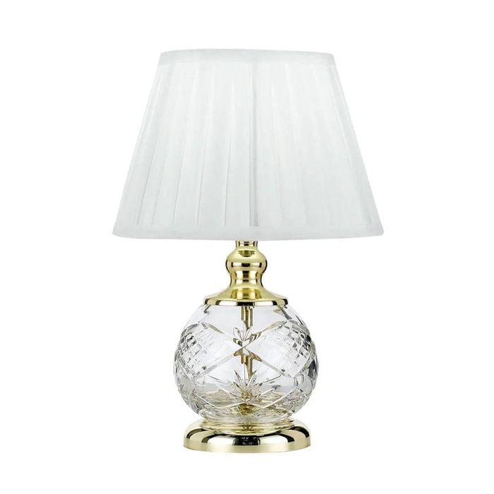 Telbix Vivian Modern Table Desk Lamp Light Glass Metal Clear White Gold