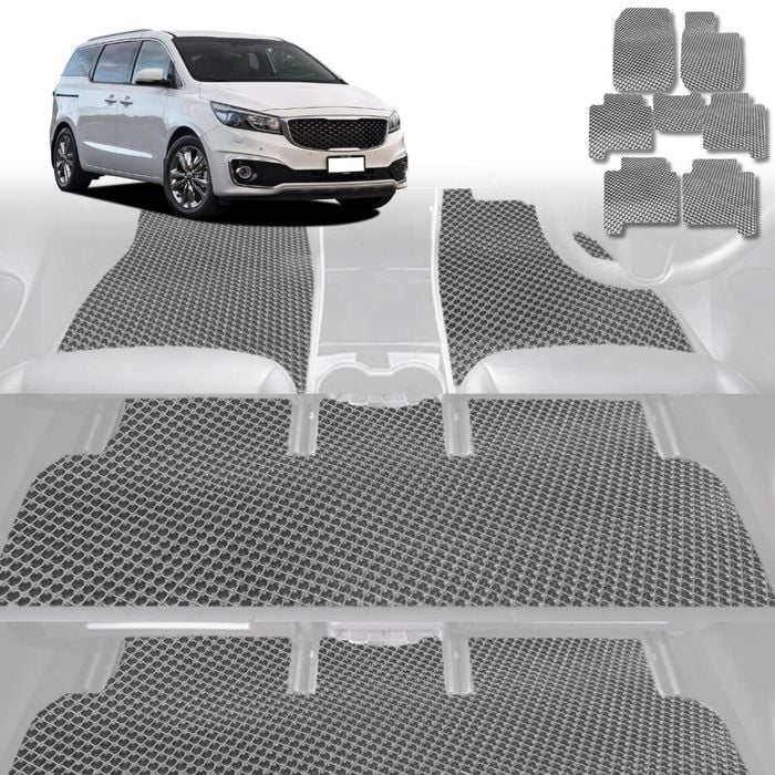 6D Diamond Car Floor Mats for Kia Carnival 2015-2020-Ultimate Set-Grey-Outback GT