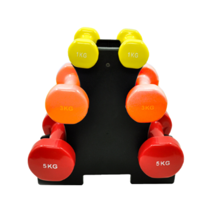 3 Pairs PVC Dumbbell Set - 1kg + 3kg + 5kg