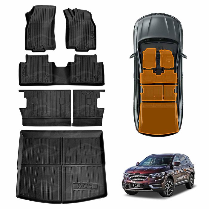 Floor Mats Boot Liner Set For Renault Koleos 2016-onwards All Weather Heavy Duty Trunk Cargo Kick Back Seat Protector Cover