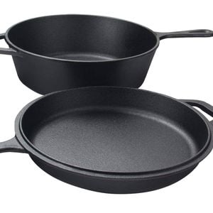 Wildtrak 3.2qt Cast Iron 26.5cm Combo Cooker Camp Over/frying Pan Set Black