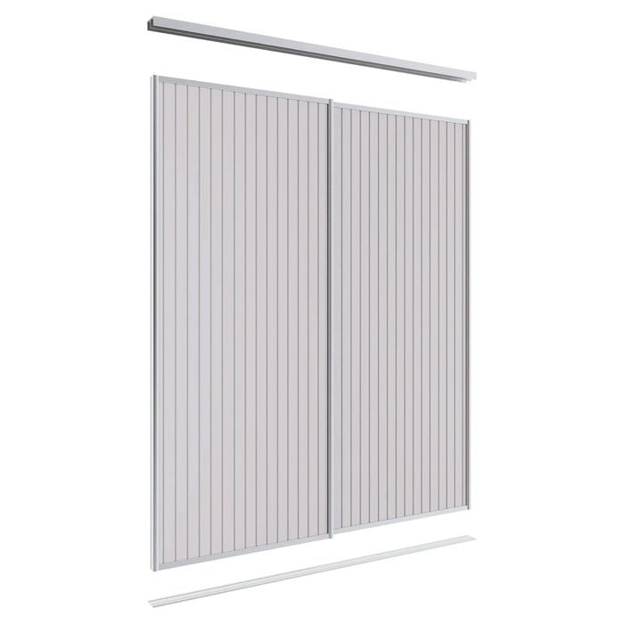 Lugna 2100 x 1201-1800mm Clear Anodised VJ Panels Wardrobe Double Sliding Doors