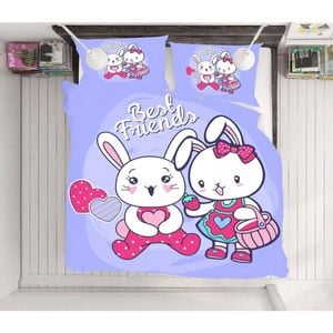 3D Strawberry Bunny 65 Bed Pillowcases Quilt King Size