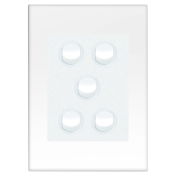 HPM VIVO 5 Gang Wall Switch - White