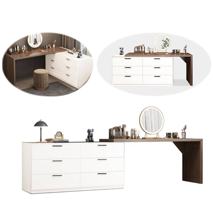 Foret Luxurious Office Desk Extendable L-shape Home Study Lowboy Storage Cabinet