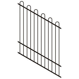 ProtectorAl 0350-1200W x 1500H Satin Black Loop Top Pool Fence Panel Raked 16-30º - Black