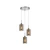CLA Lighting ESPEJO1 Interior Iron & Chrome Glass with Line Effect Oblong Pendant Light- 3 lits Round
