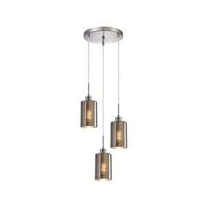 CLA Lighting ESPEJO1 Interior Iron & Chrome Glass with Line Effect Oblong Pendant Light- 3 lits Round