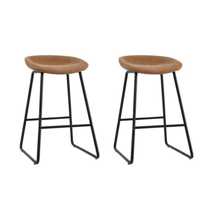 Artiss Set of 2 Bar Stools Counter Stool Leather Brown