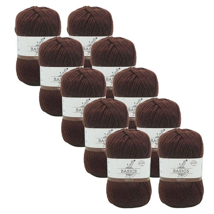 10x Malli Cappuccino Blend Basic 100g Knitting/crochet Yarn Acrylic/poly