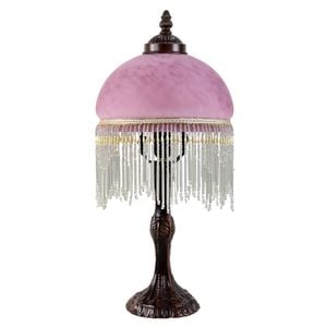 G&g Beaded Victorian Table Lamp Purple
