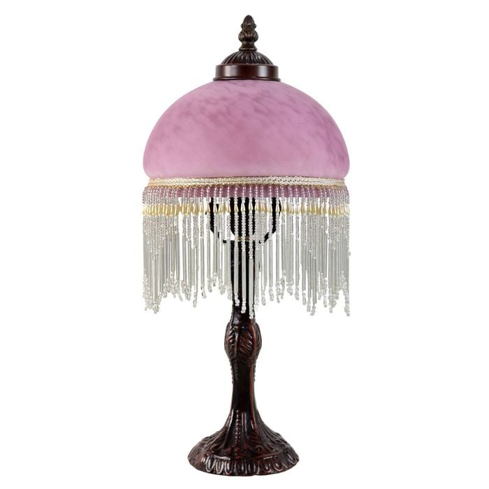 G&g Beaded Victorian Table Lamp Purple