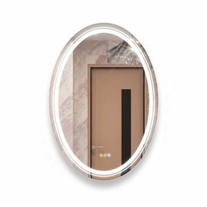 P&P Silver Oval LED Bathroom Mirror Front Backlit Anti Fog Dimmable