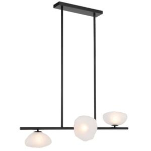 Telbix Zecca Contemporary Pendant Hanging Lamp Light Metal Glass Frost Black Frosted