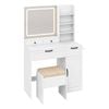 Costway Mirror Vanity Set w/Charging Station Dressing Table Chair