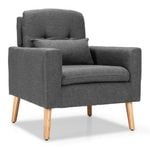 Costway Accent Lounge Chair Ergonomic Armchair w/Waist Pillow Home Office Grey