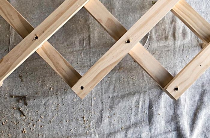 Pine timber joined in a criss-cross pattern