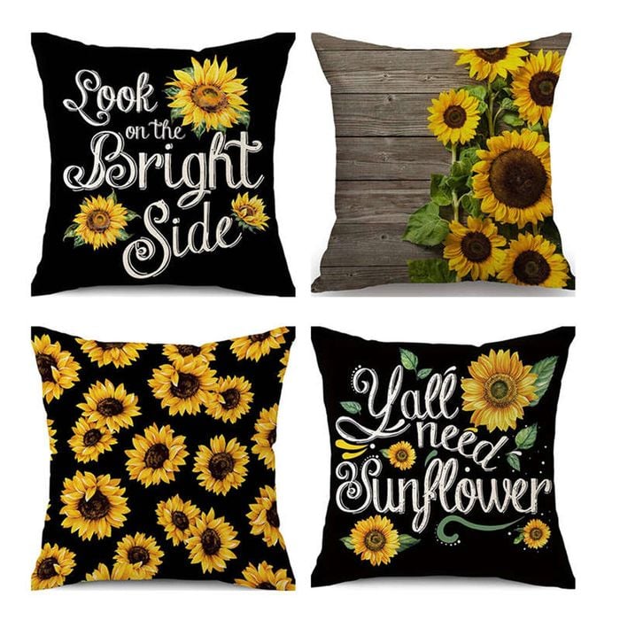 Catzon 4 Pcs Autumn Throw Pillow Covers Linen Thanksgiving Day Decor-Set 2