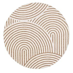 Loopsie-120cm X 120cm-abel Brown And Cream Geometric Washable Round Rug