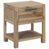 vidaXL Solid Acacia Wood Nightstand with Drawer Bottom Shelf Side End Table