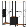 Ufurniture L Shaped Clothes Rack with 3 Drawers 6 Hang Rods Black+Brown